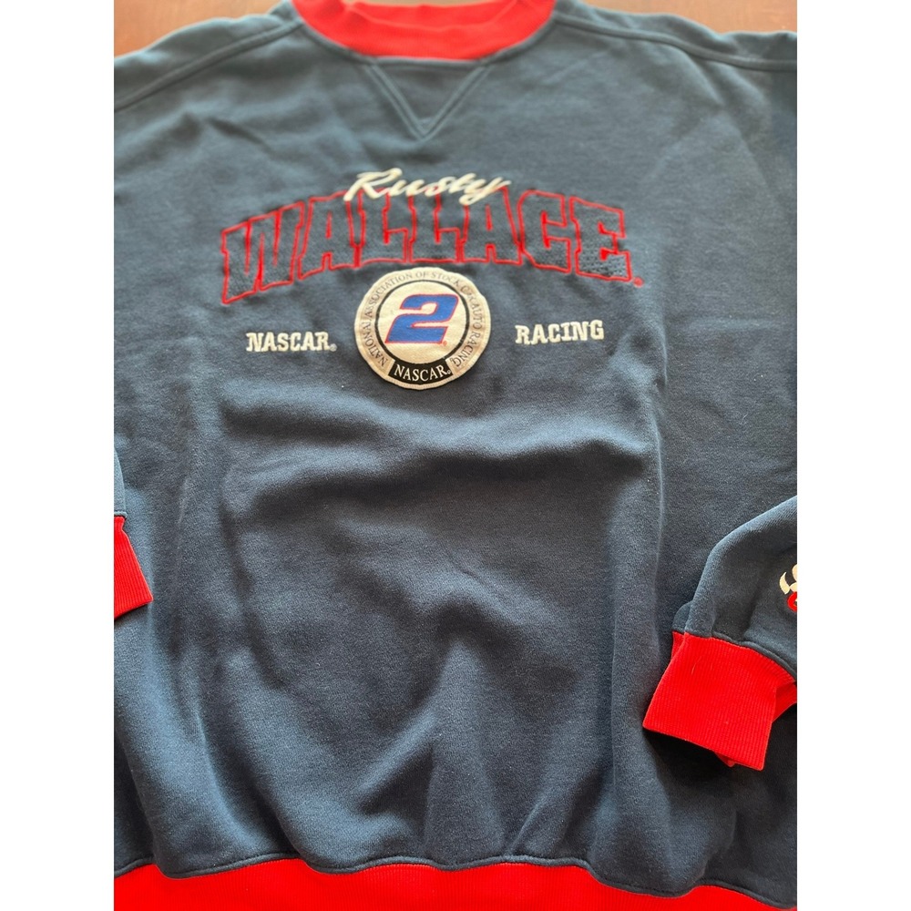 Rusty Wallace NASCAR Racing Sweatshirt Adult XXL Blue Red Chase‎ Authentics